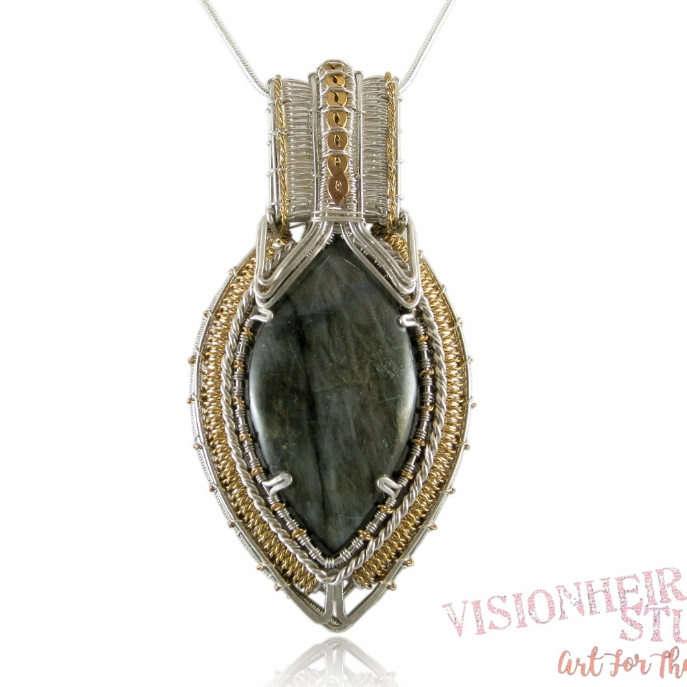 Labradorite Sterling Silver and 14K Gold Two Tone - Picture 3 of 3